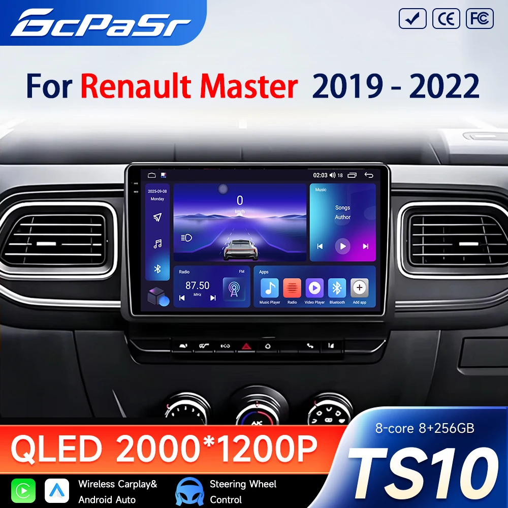 Car Radio For Renault Master 2019 2020 2021 2022 Android 16 Carplay Auto Navigation DVD Video Player 2 Din Stereo Head Unit GPS