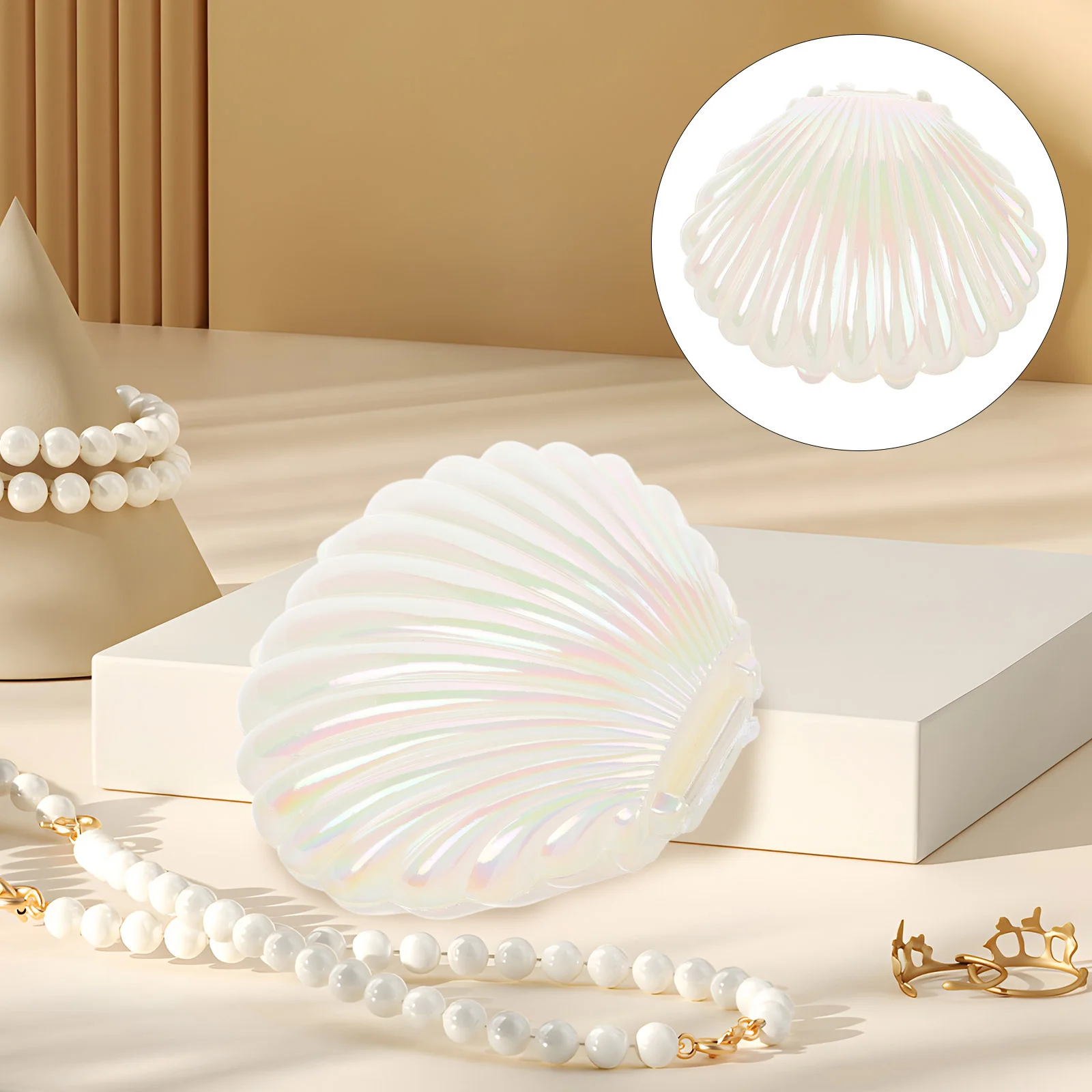 

Shell Jewelry Box Case Seashell Seashells Shaped Trinket Dish Plastic Storage Container