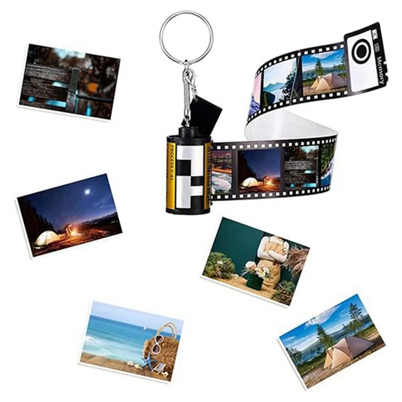 4 Pcs Sublimation Camera Film Roll Keychain Kit With 10 Photos Album Picture Key Chain Set For Memory Birthday Gifts DIY Crafts