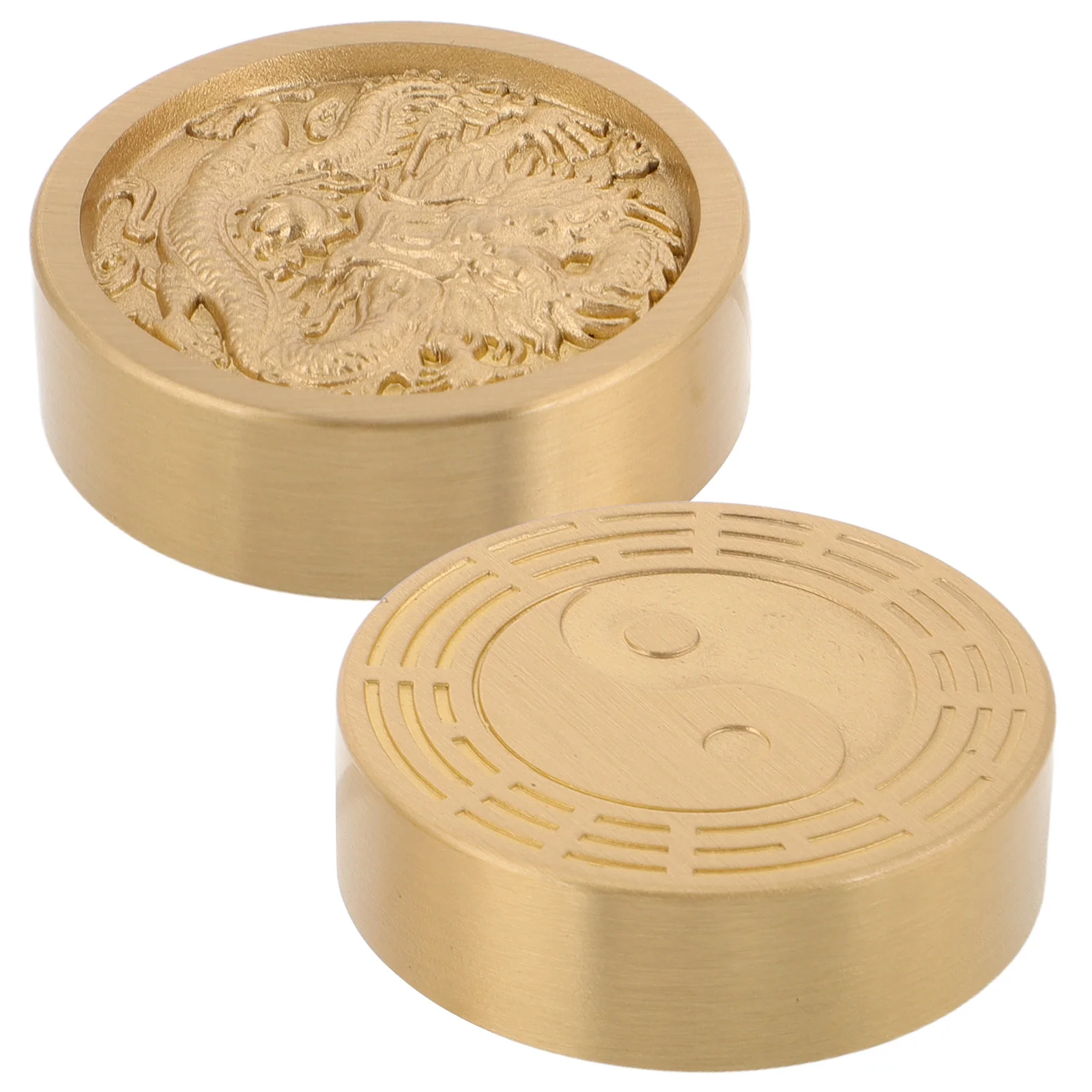 

2Pcs Solid Brass Paperweight Chinese Calligraphy Drawing Tool Heavy Metal Weight Office Desk Traditional Round Cultural