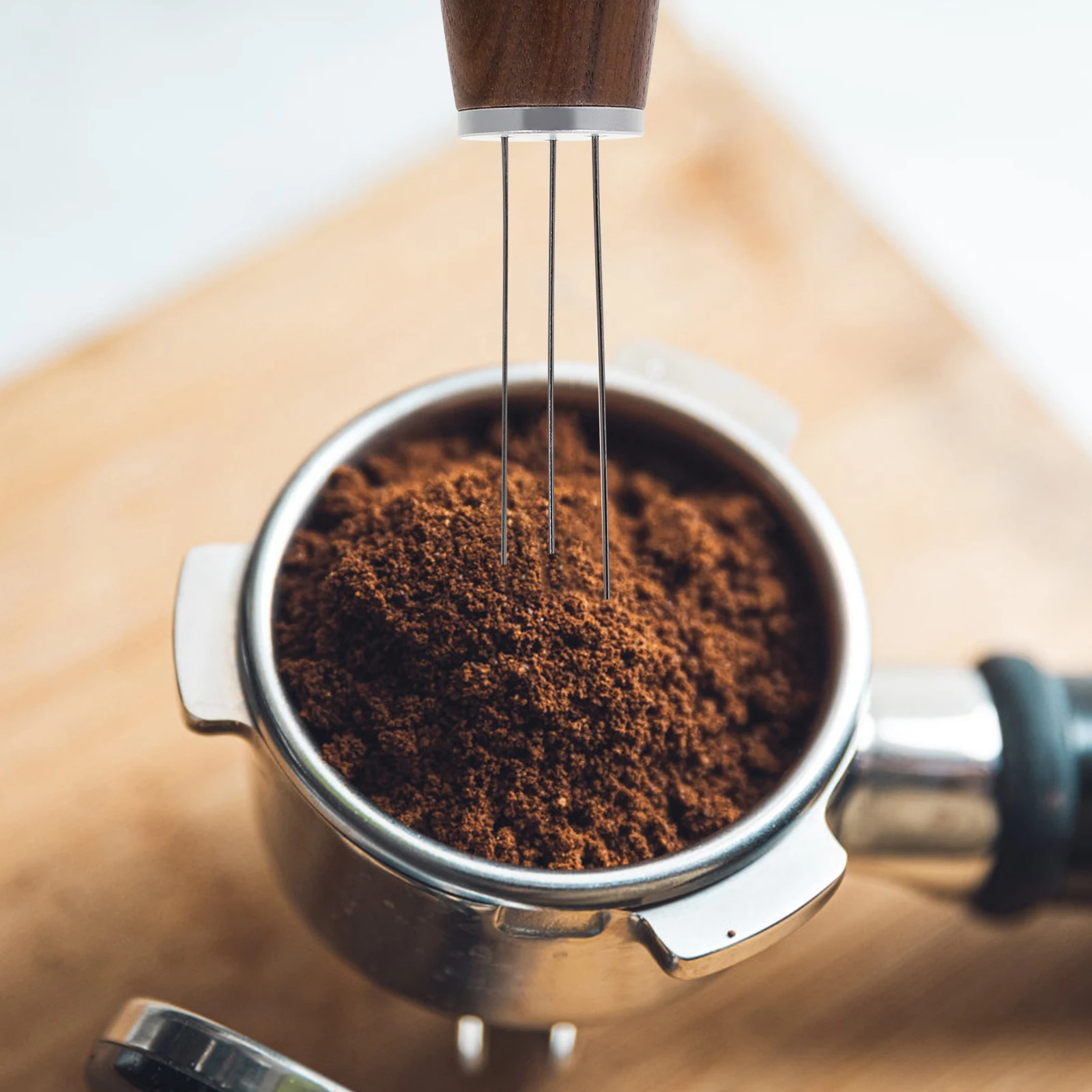 

Stainless Steel Powder Stirrer Espresso Distribution Tool Wooden H Brewer Accessories for Cafe Coffee Stirring Tool For