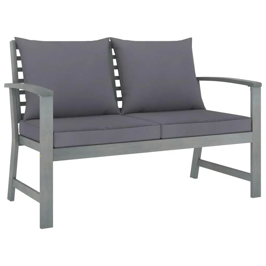 

47.2 Acacia Wood Patio Bench with Dark Gray Cushion - Outdoor Garden Seating