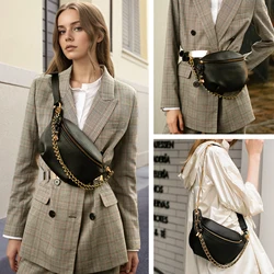 ITAMOOD Genuine Leather Waist Packs for Women Fashion Fanny Pack Belt Bag Luxury Designer Trendy Crossbody Bag