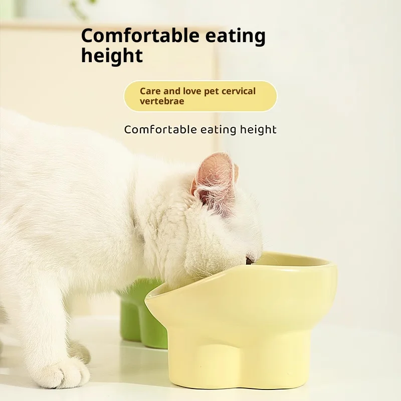 

Керамическая миска для кошек, корм для собак, кошек, корм для кошек, рис, большой диаметр, косая вода, товары для домашних животных