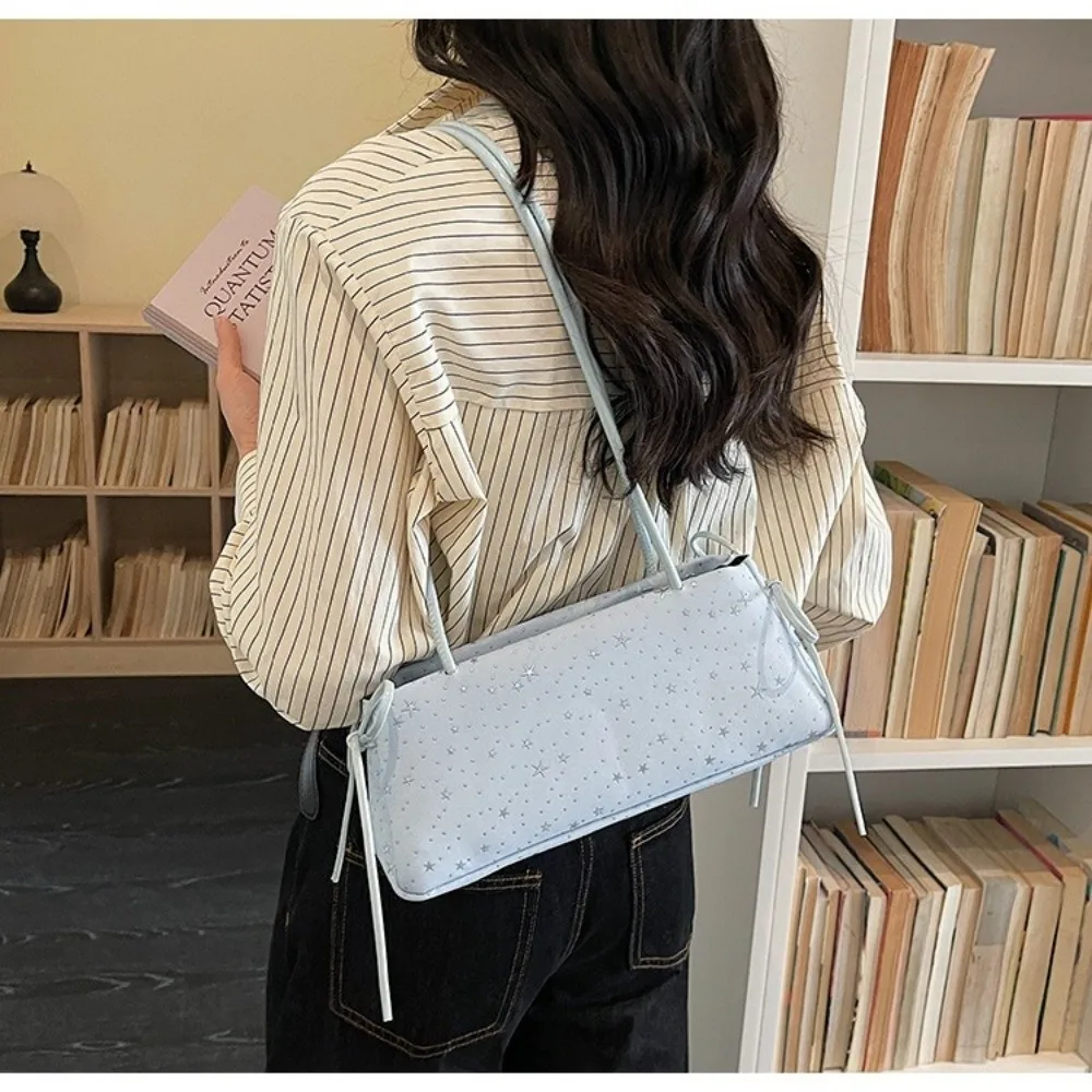 

Сумка через плечо с мягкой поверхностью, легкая, вместительная женская сумка с узором в виде звезд, универсальная сумка на плечо, весенний сезон