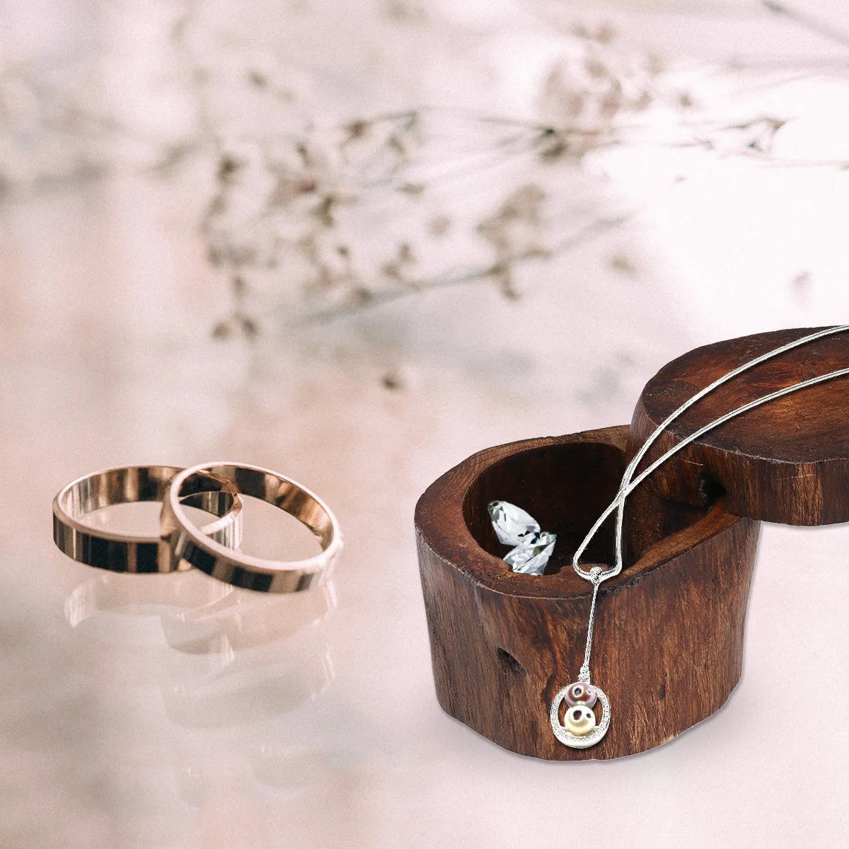 Chic Round Wood Jewelry Storage Box Retro Design Organizer for Bracelet Ring Earring Desktop Bedroom Dormitory Room Decorative