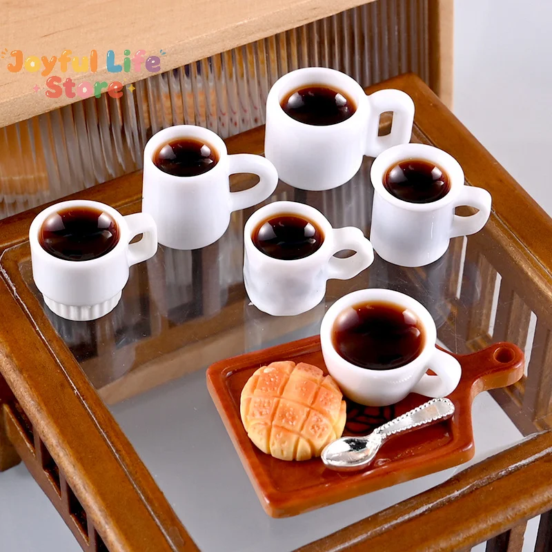 Hot 1Set 1:12 Kitchen Toy Decoration Miniature Resin Coffee Cup Model Simulates Food And Beverage Home Tableware Decoration