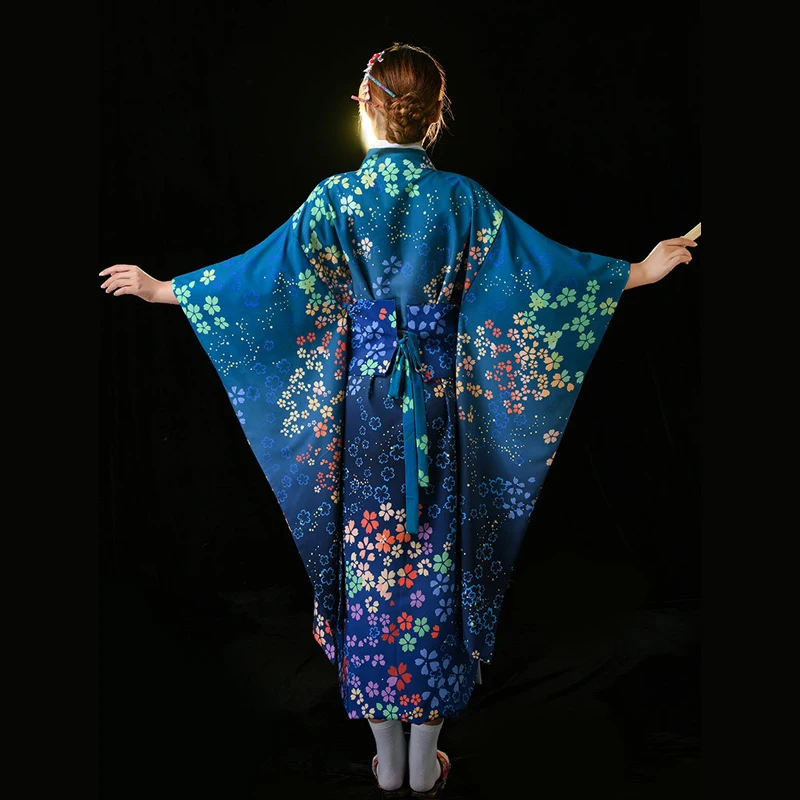 Japanese Kimono Traditional Women Dress Yukata Sakura Pink Bath Robe Long Sleeve Party Costume Festival Summer Photoshooting