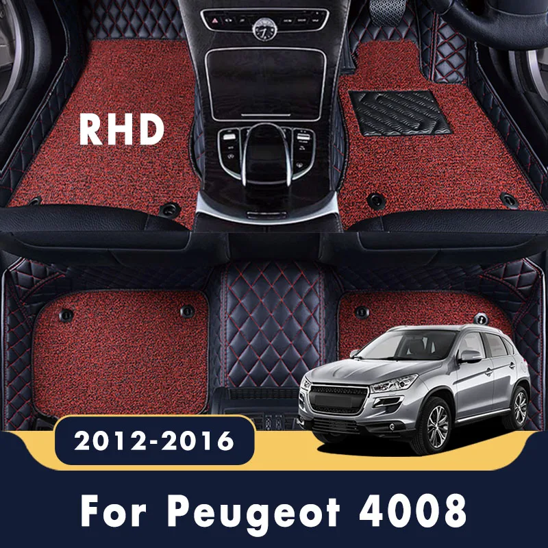 

RHD Luxury Double Layer Wire Loop Carpets Car Floor Mats Interior Accessories Custom For Peugeot 4008 2016 2015 2014 2013 2012