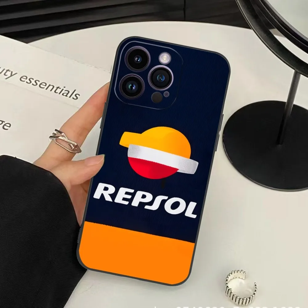 Fashion R-Repsol Mobile Cell Phone Case for iPhone 15 14 13 12 11 X XR XS 8 7 Pro Max Plus Mini Black Soft Phone Cover Funda