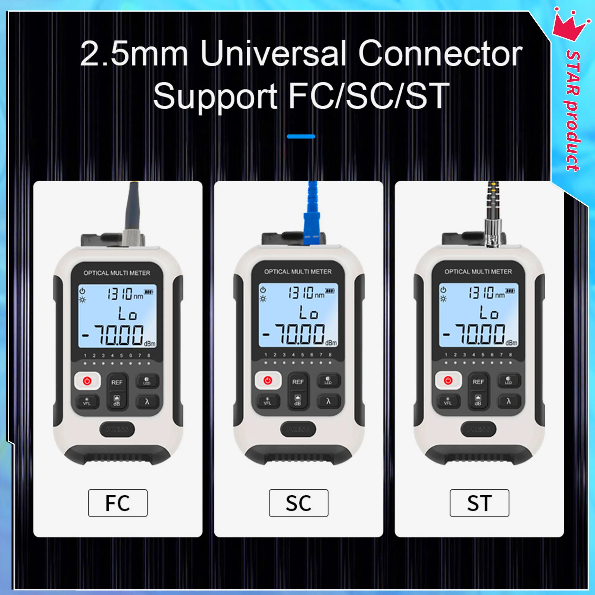 Medidor de potencia óptica FTTH-70 + 10dBm, probador de Cable de fibra óptica SC FC-50 + 26dBm con iluminación Led, Envío Gratis