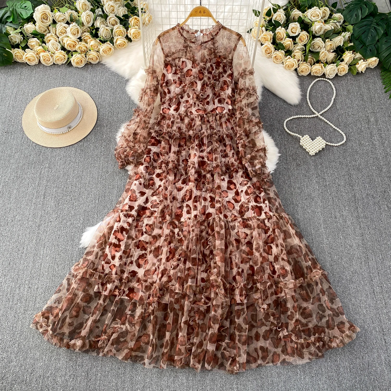 Verão outono vestido de manga longa para mulheres malha em camadas plissado bolo vestidos tule feminino vestidos de baile novo em 2025 festa noite