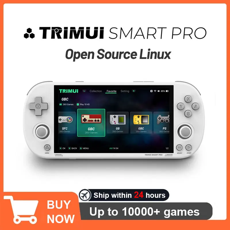 4.96''IPS Screen Trimui Smart Pro Handheld Game Player Linux System RGB Double Joystick Mood Light Retro Video Game Console Gift