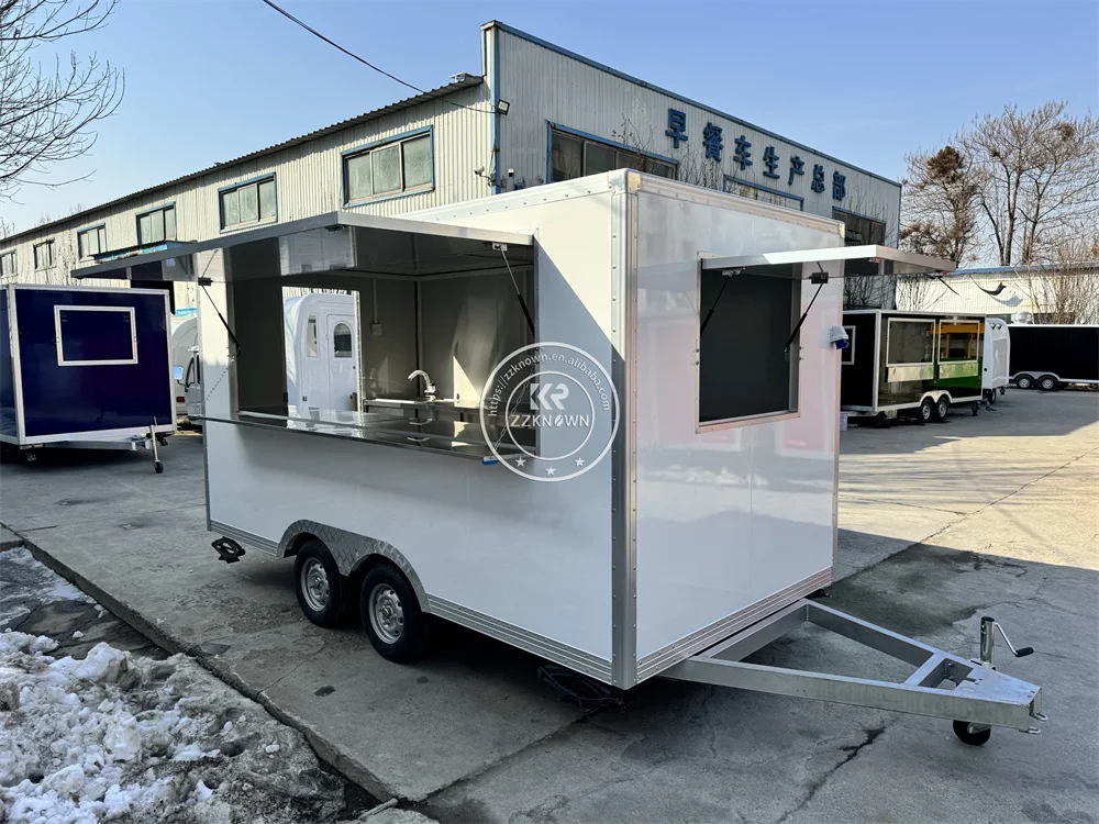 Concession Mobile Food Trucks, Kiosque, Crème glacée, Remorques de restauration rapide, Chariot de camionnette à pizza, Entièrement équipé à vendre