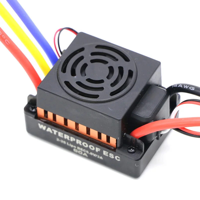 Waterproof 60A RC Brushless ESC BEC Car Parts Electric Speed Controller with 5.8V 3A BEC for 1/10 RC Car Truck