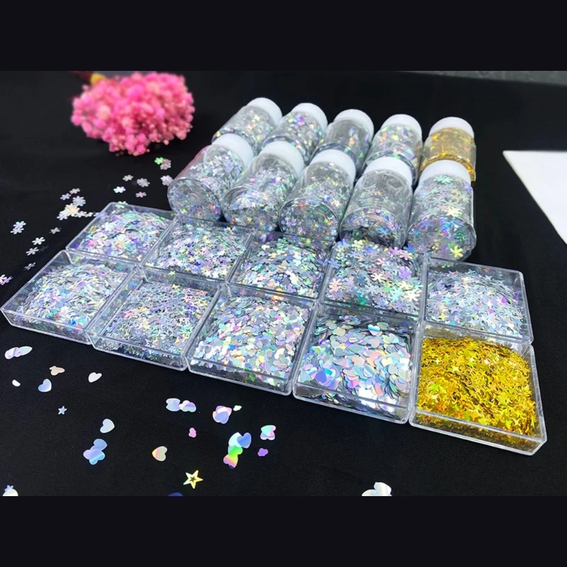 Star Glitter อีพ็อกซี่เรซินแม่พิมพ์ฟิลเลอร์เล็บเลื่อม Glitters-Flake ตกแต่งเล็บ เรซิ่นบรรจุวัสดุ