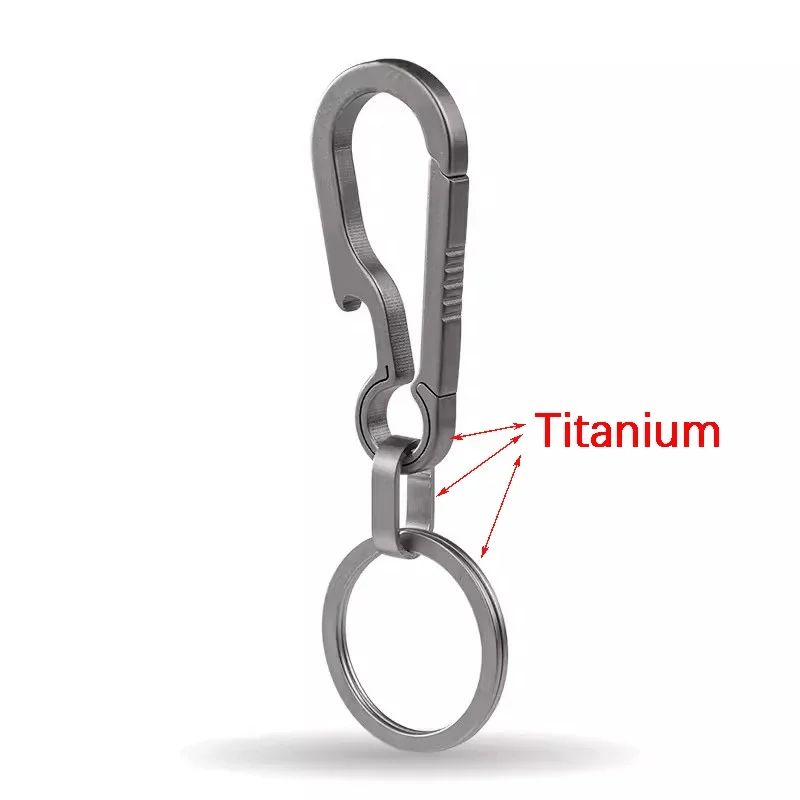 Titantium Karabiner-Schlüsselanhänger, Karabinerhaken, Schlüsselanhänger, Schlüsselhalter mit Flaschenöffner für Camping, Wandern, Angeln, Reisen, Outdoor