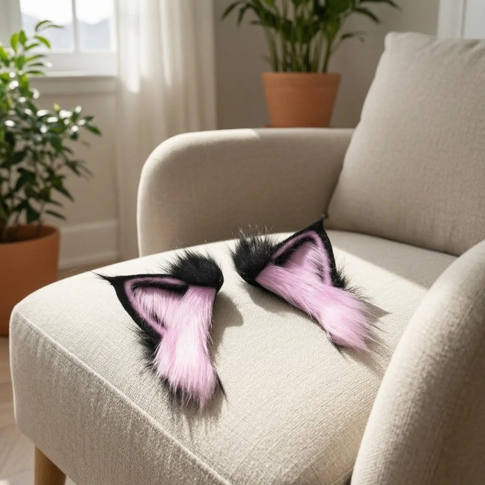 Moving Cat Ear Headband Plush Cosplay Accessory for Halloween Party Costume Catrina Crown Style