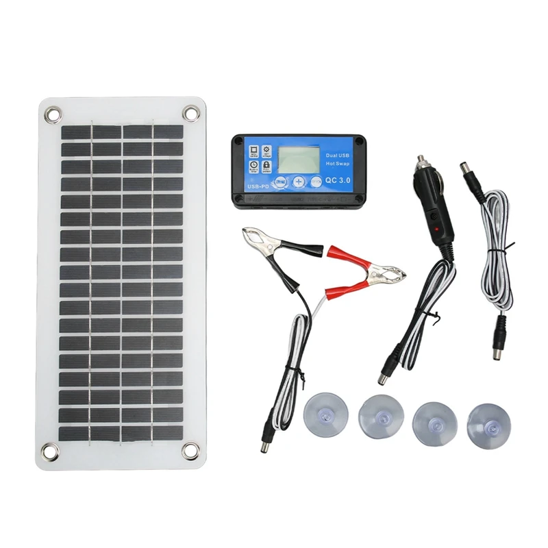 ABKD Mono-Polycrystalline Solar Panel Waterproof Controller Kit With Connection Cable 12V24V Charging Protection Battery Kit