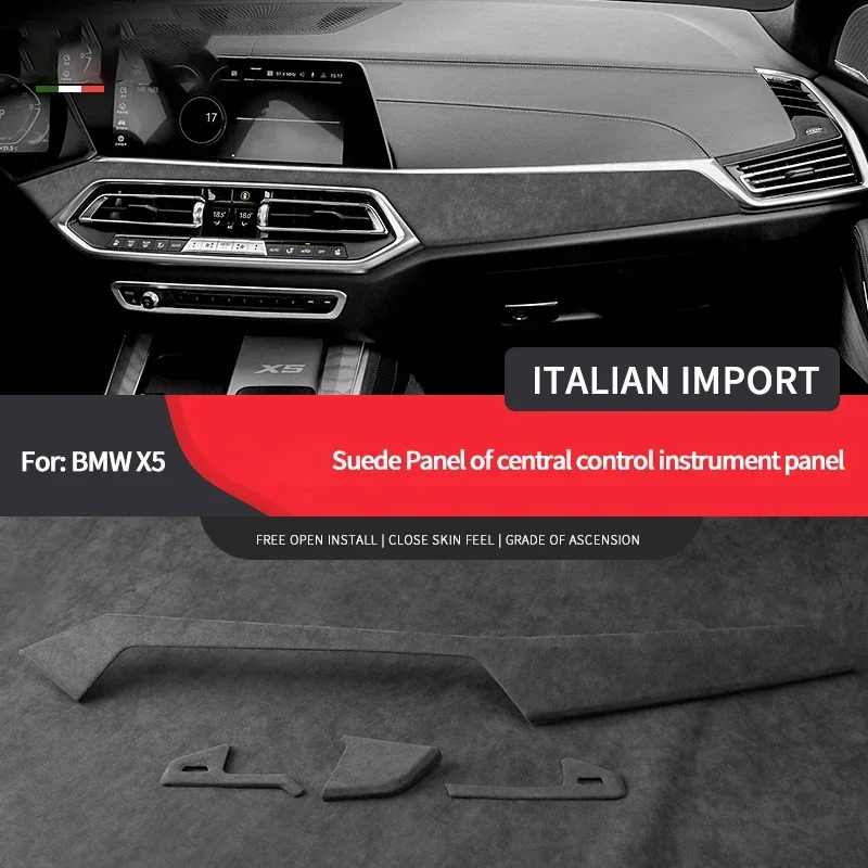 Alcan tara Suede Car Center Console Dashboard Instrument Panel Decoration Strip Stickers For BMW X5 2019 2020 2021 2022 2023