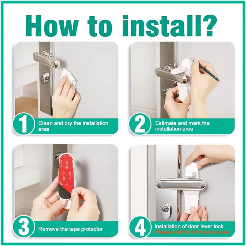 

A93P Child Safety Door Lever Lock Easy One-Hand Operation For Adults For The Safety Of Children