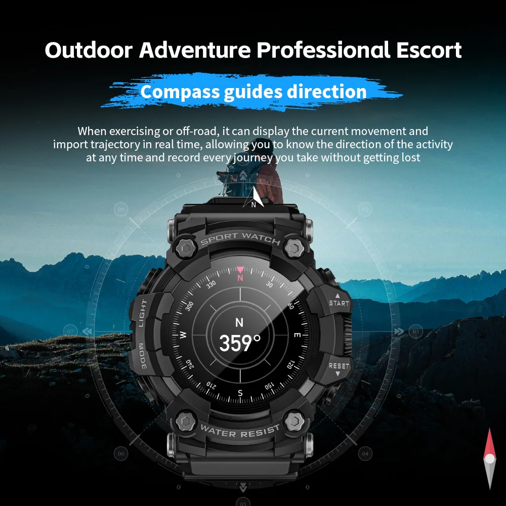 

New LOKMAT Military Smartwatch Men Flashlight Compass BT Call Waterproof Fitness Tracker Outdoor Sports Smart Watch