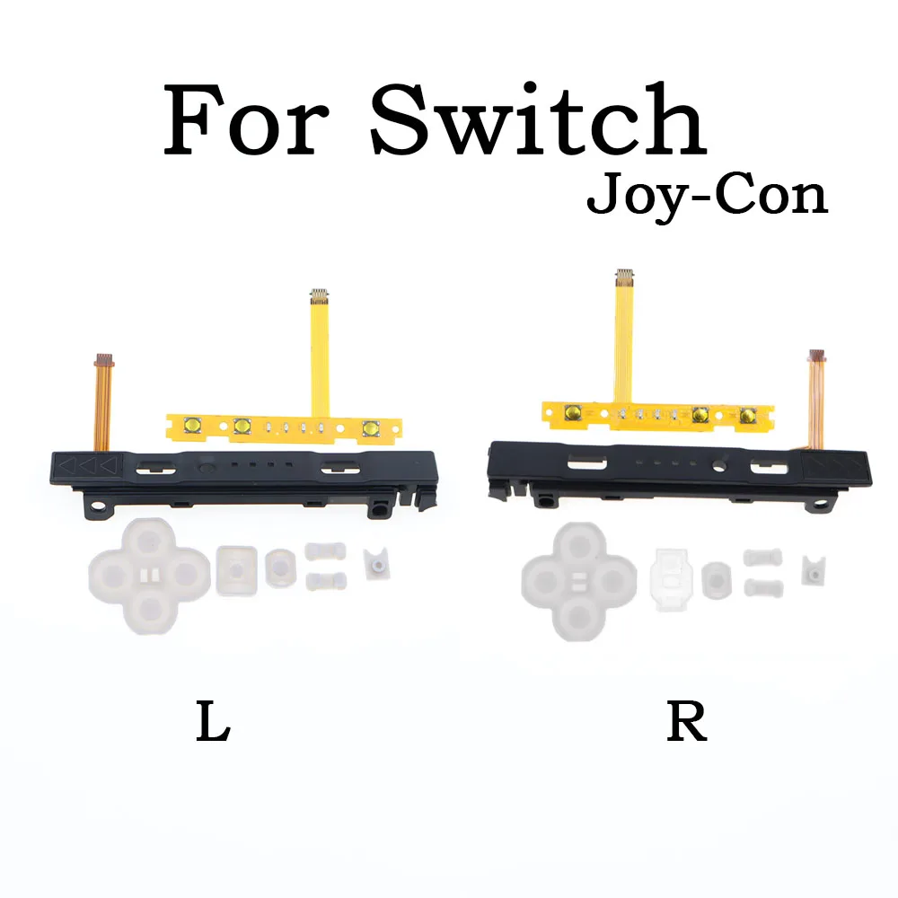 1PC Replacement LR Slide Left Right Slider Rail with SL SR Flex Cable For Switch NS Joy-Con JoyCon +L R Conductive Rubber Pads