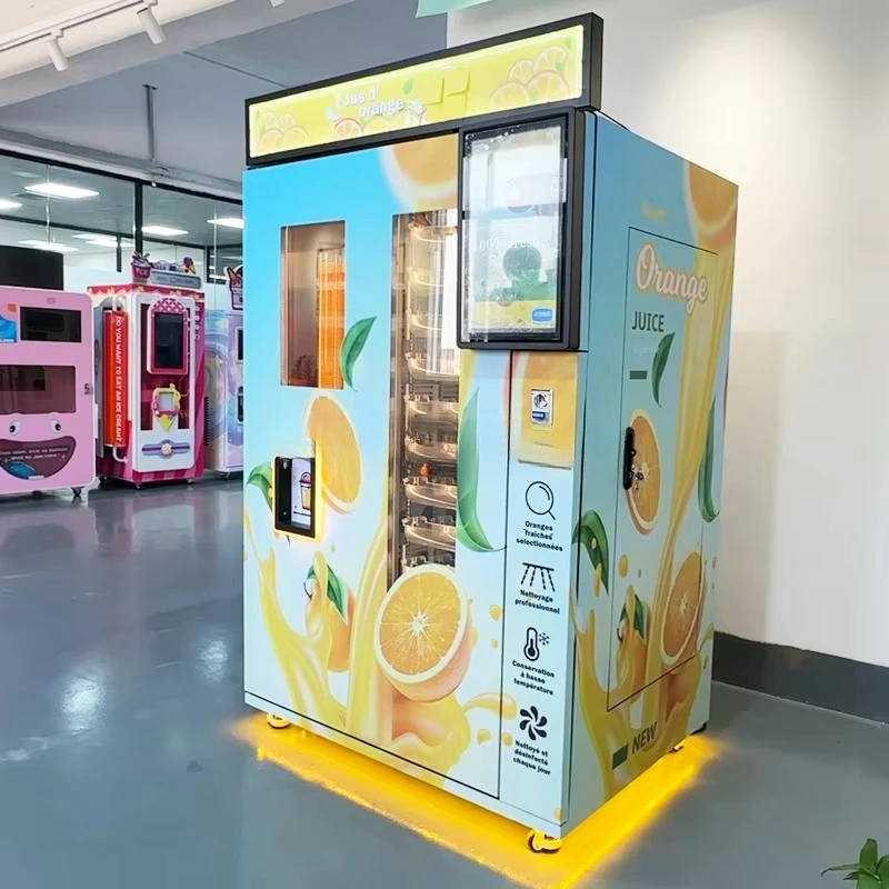 Smart Refrigerated Orange Juice Vending Machine 22 Inch Touch Screen Multiple Payment Methods CE Certified