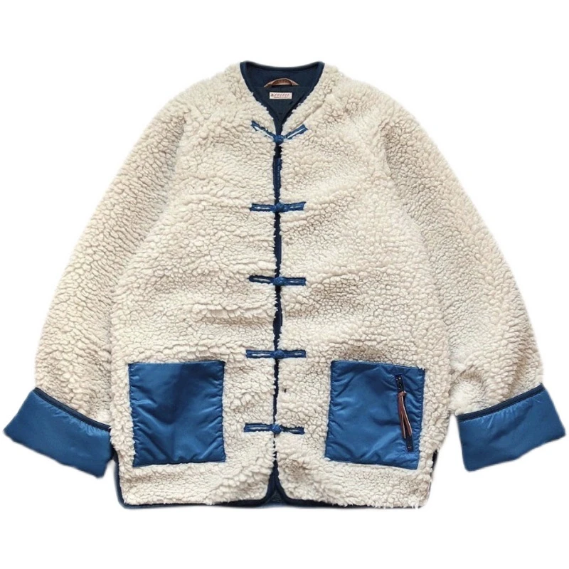 

25FW Japanese Hirata Hohiro Style Trendy Warm Lamb Fleece Polar Fleece Coat Tang style Loose Jacket Coat Unisex