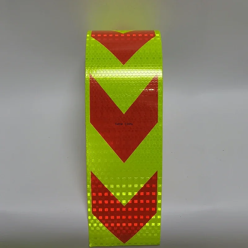 Adesivi riflettenti ad alta intensità Striscia impermeabile Fluorescente Giallo-Rosso 10 cm * 5 m Nastro adesivo per visibilità freccia per camion auto