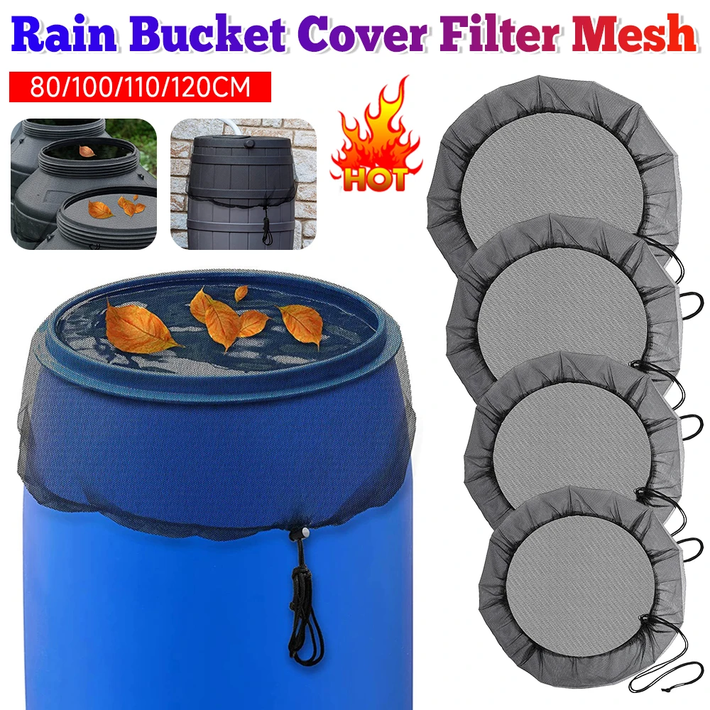 

60/80/100/110/120cm Water Bucket Filter Net with Drawstring Nylon Water Tank Filter Insect Net Bag Anti-fall Leaves for Garden