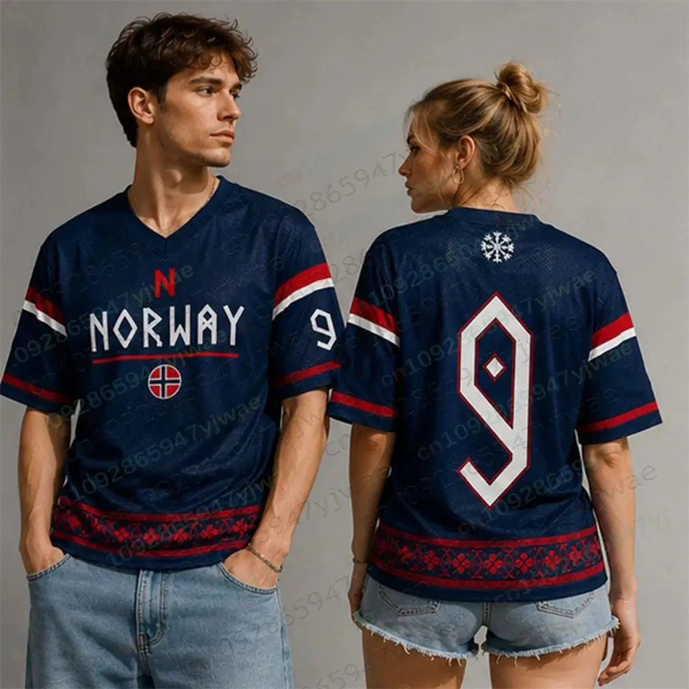 2027 Norway No.9 Haaland Football Jersey Vikings Culture Shirt Breathable Quick Drying 3D Printed Gift Adult Children'S T-Shirt