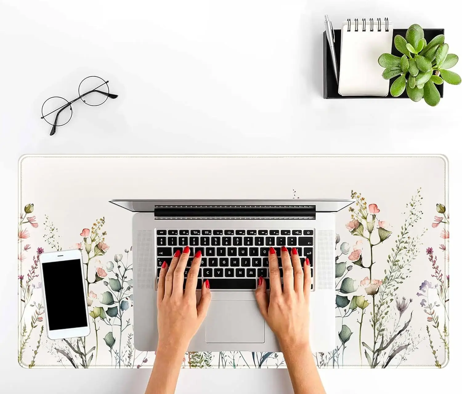 حصيرة مكتب زهرية للنساء ، وسادة مكتب بوهو بيج ، وسادة ماوس تمديد كبيرة ، XL ، زهور لطيفة ، بسيطة ، حصيرة لوحة مفاتيح هدية ، ×-في