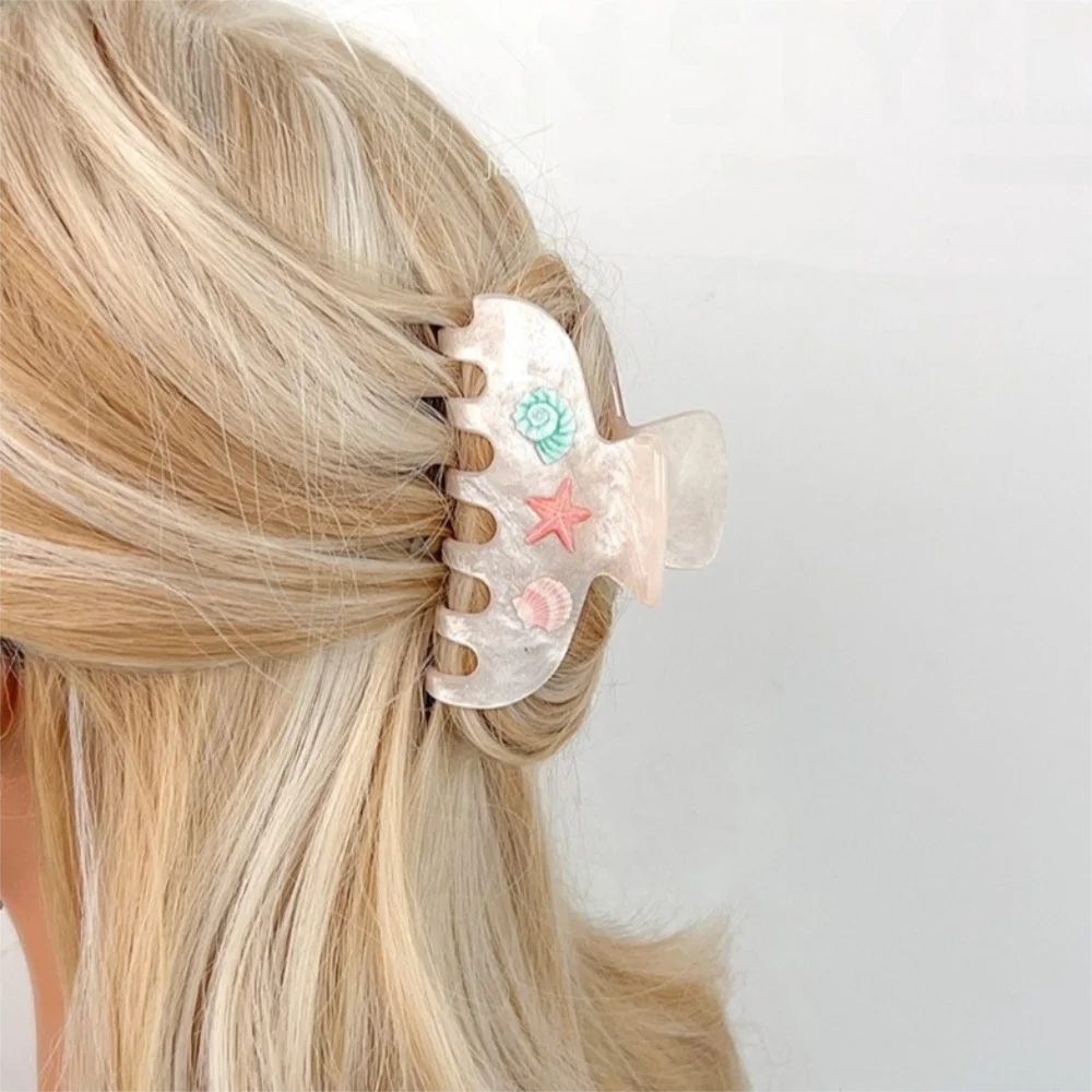 

Cute Cherry Starfish Hair Claw Acetate Ocean Acetic Acid Hair Clip Korean Style Headwear Geometry Sea Star Grab Clip Female