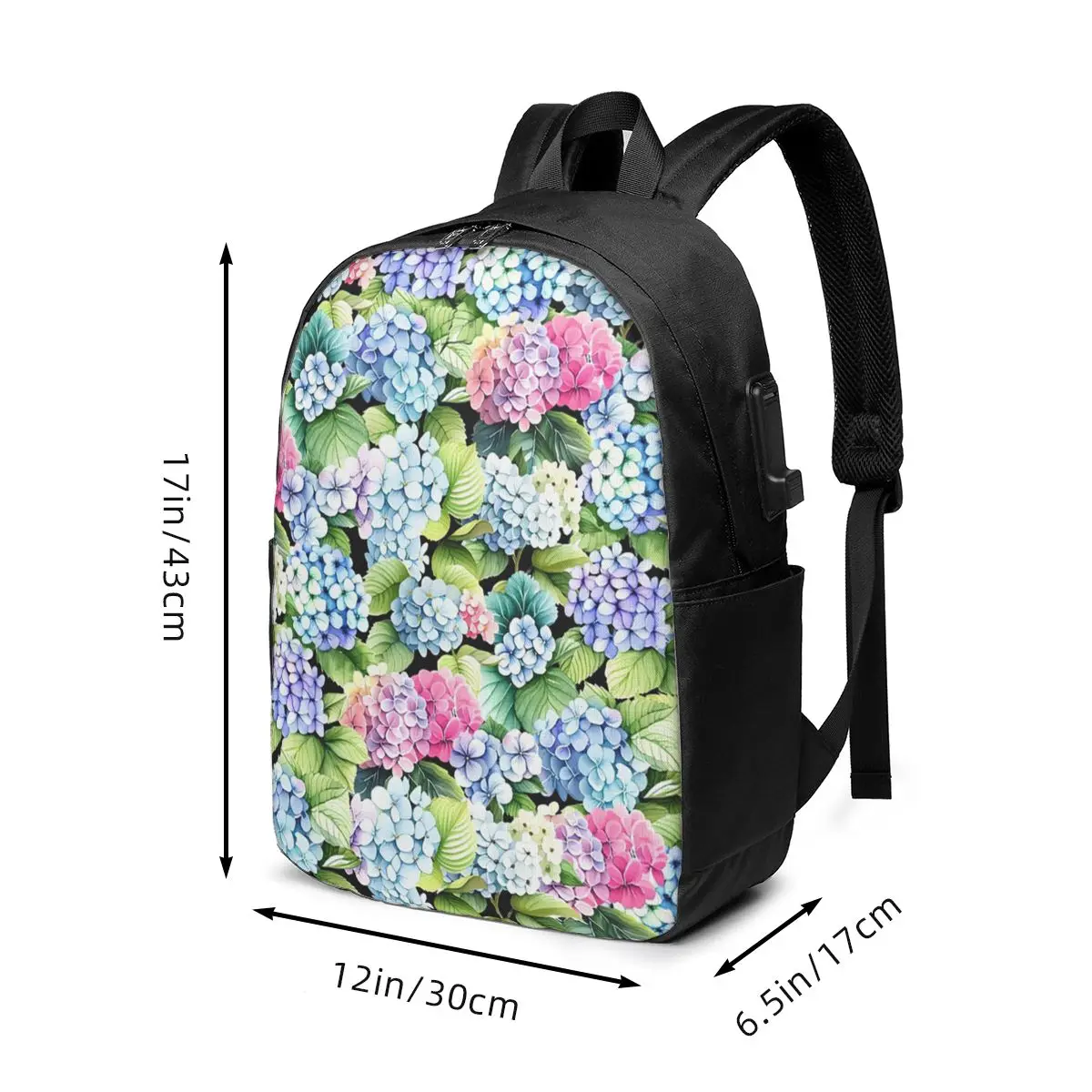Cute Herd Hydrangea Flower Floral Backpack Travel Notebook Bag Computer College Student School Bag Laptop Shoulder Bags
