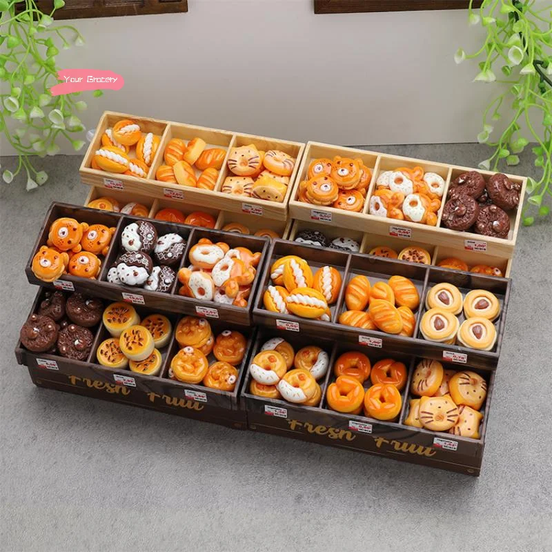 

37 шт., мини-игрушки для еды, десертная стойка, кукольный домик, миниатюрный хлебный шкаф, ручная работа, имитация супермаркета, сцены, украшения