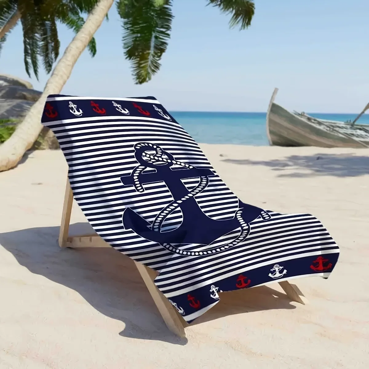 Navy Anchor Beach Towel: Stylish and Practical for Your Beach Adventures Suitable for towels, bath towels, beach towels