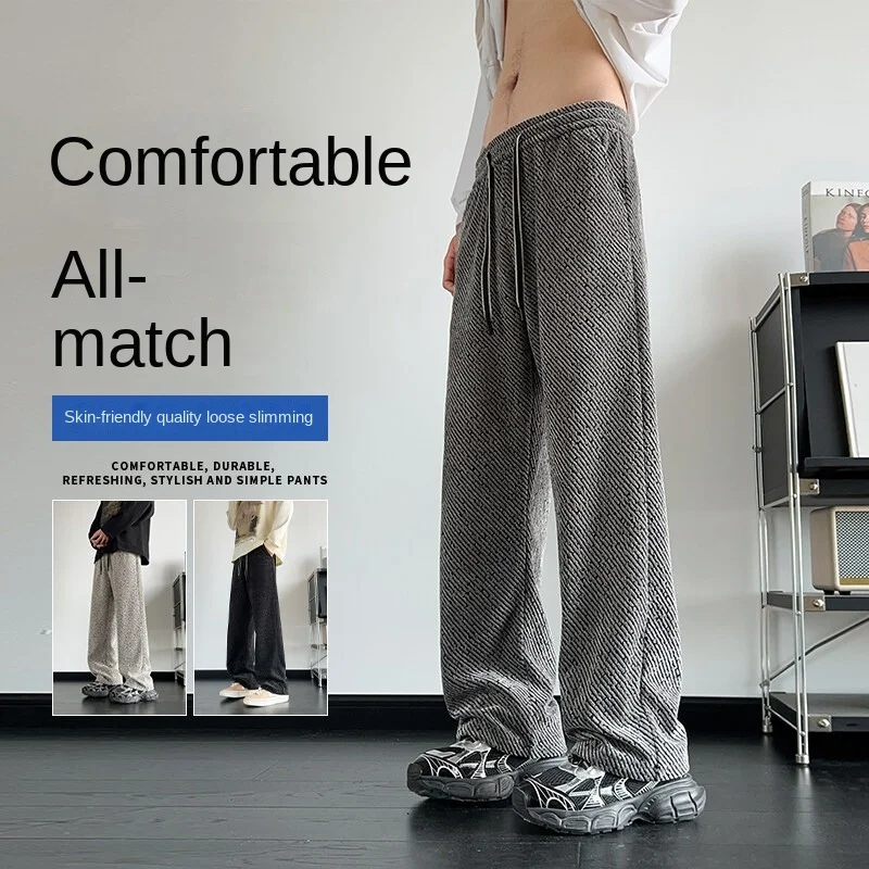 

Осенне-зимние повседневные брюки с широкими штанинами в ленивом стиле для мужчин, модный бренд, свободный и узкий вид, с капающимся a