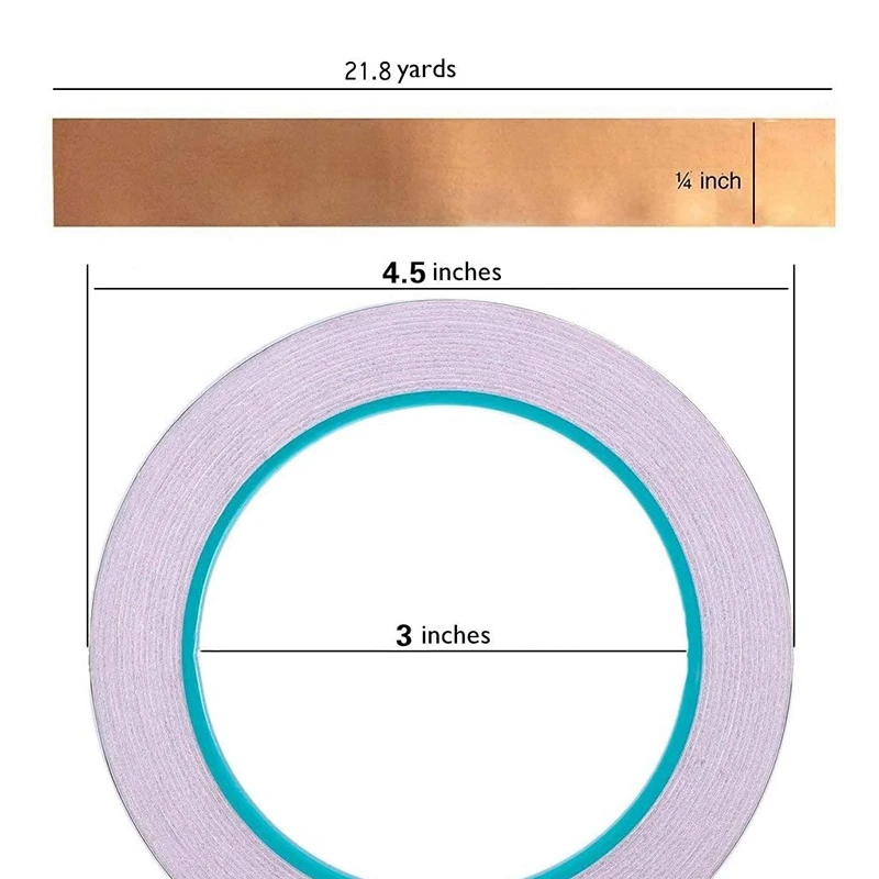 Copper Foil Tape with Double-Sided Conductive - EMI Shielding,Stained Glass,Soldering,Electrical Repairs,0.25 Inch,4Pcs