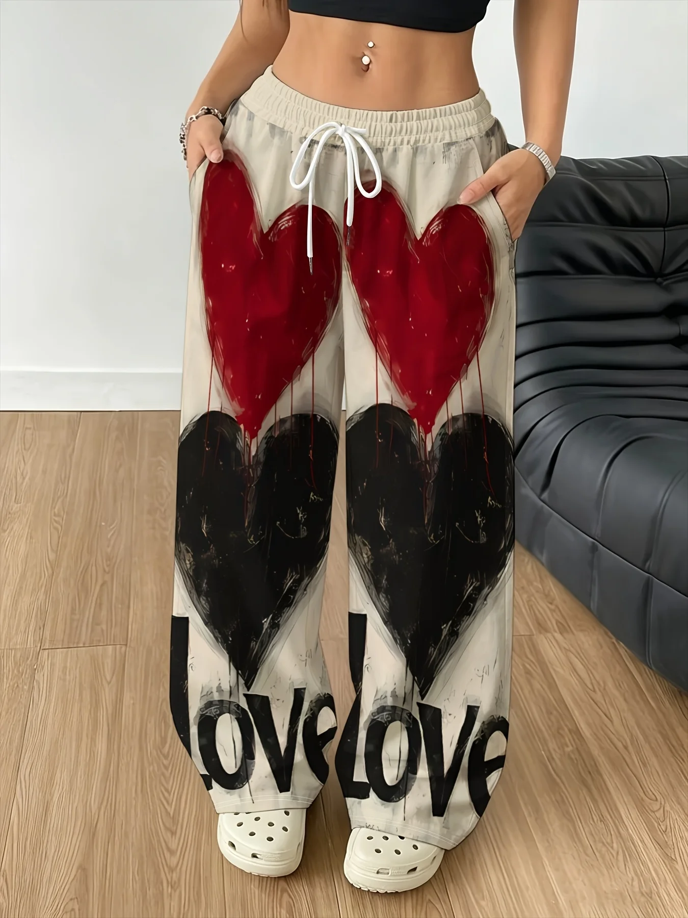 2026 Spring/Autumn Hot Sale Personalized Fashionable Y2k Pants Trendy Fashion Vintage Print Loose Women Love Sport Pants