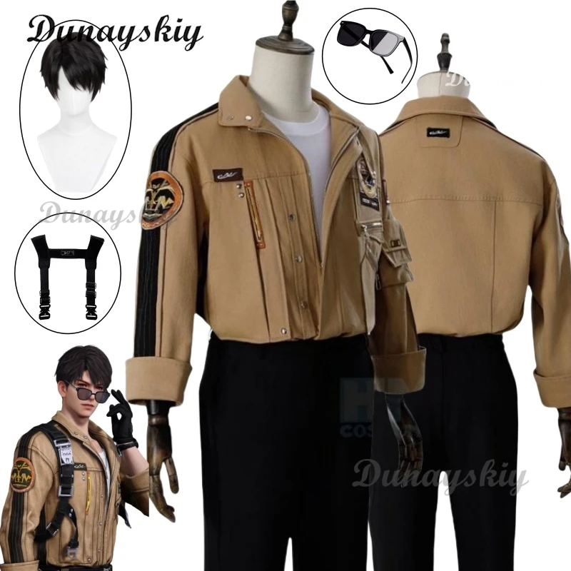 

Love and Deepspace Caleb Cosplay Costume Wig Brown Flying Jacket Supersonic Uniforms Halloween Party Women Men Carnival Outfit