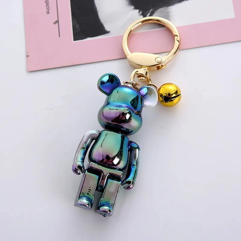 High Quality Black White Bear brick Action Figures Block Bear PVC DIY Keychain Keyring Pendant Paint Doll Mini Brick Figure Toys