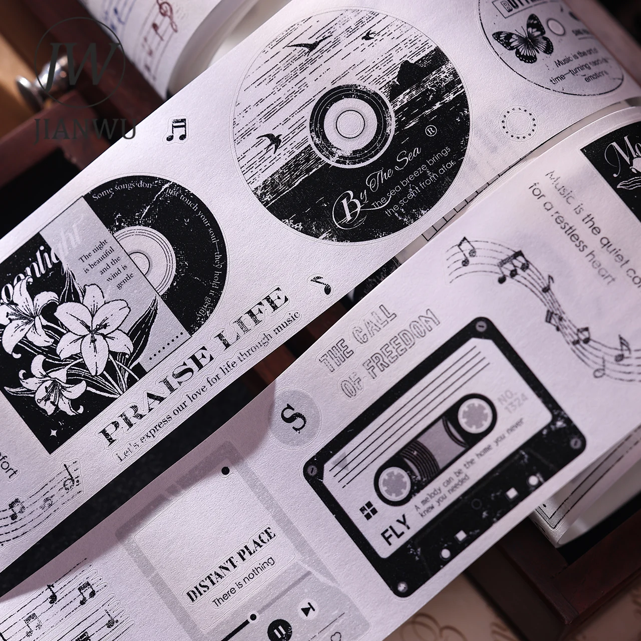 JIANWU 60mm*6m Vintage Film Music Border Landscape Material Collage Scrapbook PET Tape Creative DIY Journal Stationery