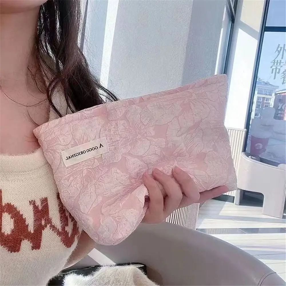 

High Appearance Large Capacity Makeup Bag Flower Design Simple Cosmetic Bag Advanced Storage Pouch for Women