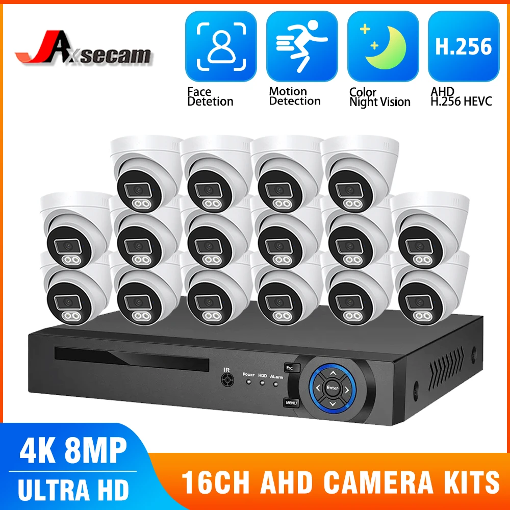 4K HD 16CH DVR Kit H.265 DVR Camera Security System 16 Channel 8MP AHD CCTV System Color Night Vision Video Surveillance Kit P2P