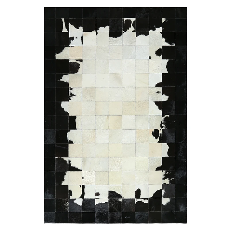

Ковер из 100% натуральной воловьей кожи для гостиной, черный, белый цвет, современный коврик для учебы для спальни, большой размер, простой ковер для столовой, коврик татами