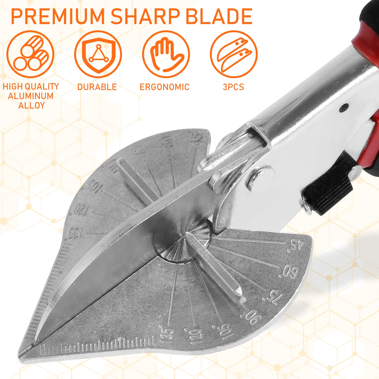 Miter Shears 45°- 135° Multi Angle Multifunctional Miter Shear Cutter Precise Shoe Molding Cutter Hand Tool for Angular Cutting