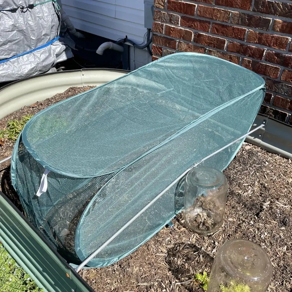 Foldable Plant Protection Netting Bird Control with Ground Stakes Garden Row Covers Raised Beds Mesh Plant Cage