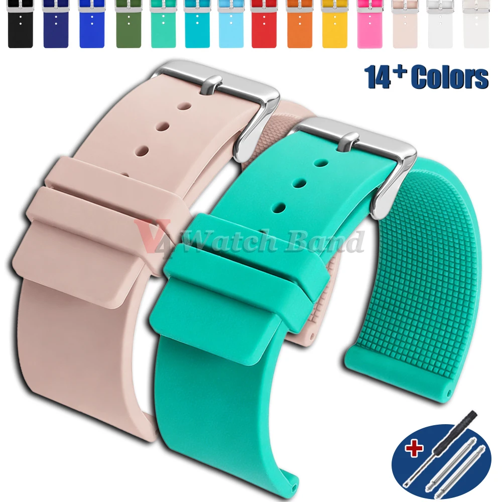 12/14/16mm 18mm 20mm 22mm 24mm Silikon Wasserdichtes Uhrenarmband für Rolex für Omega für Casio Weiches Universelles Armband