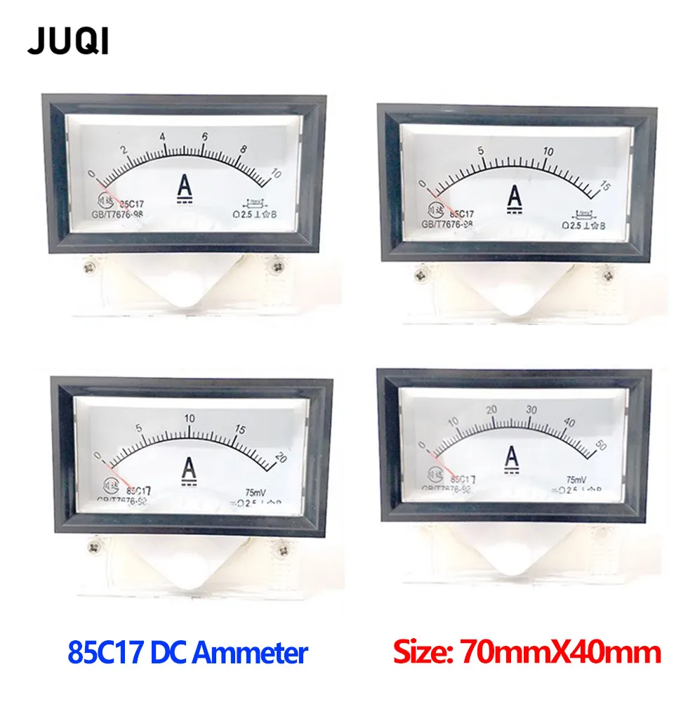 85C17 DC 1A 2A 3A 5A 10A 15A 20A 30A 50A 75A 100A Analog Current Panel Meter Ammeter for Circuit Testing Ampere Tester Gauge